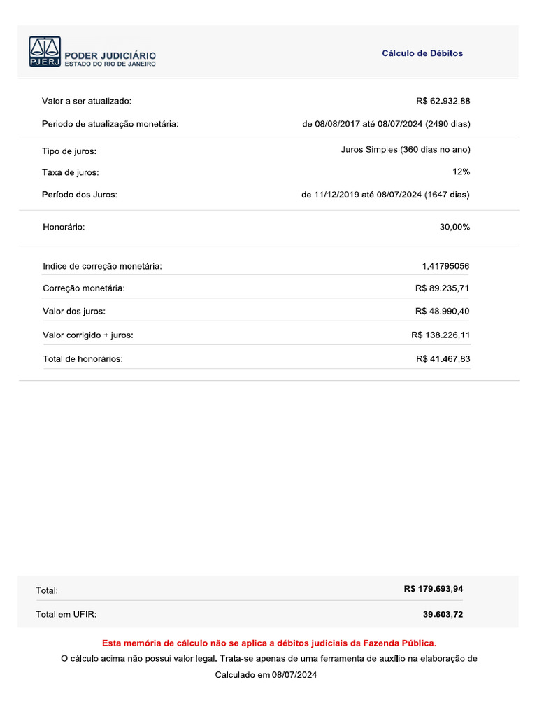 Calculos Atualizados - Dano Material - Assinado | PDF