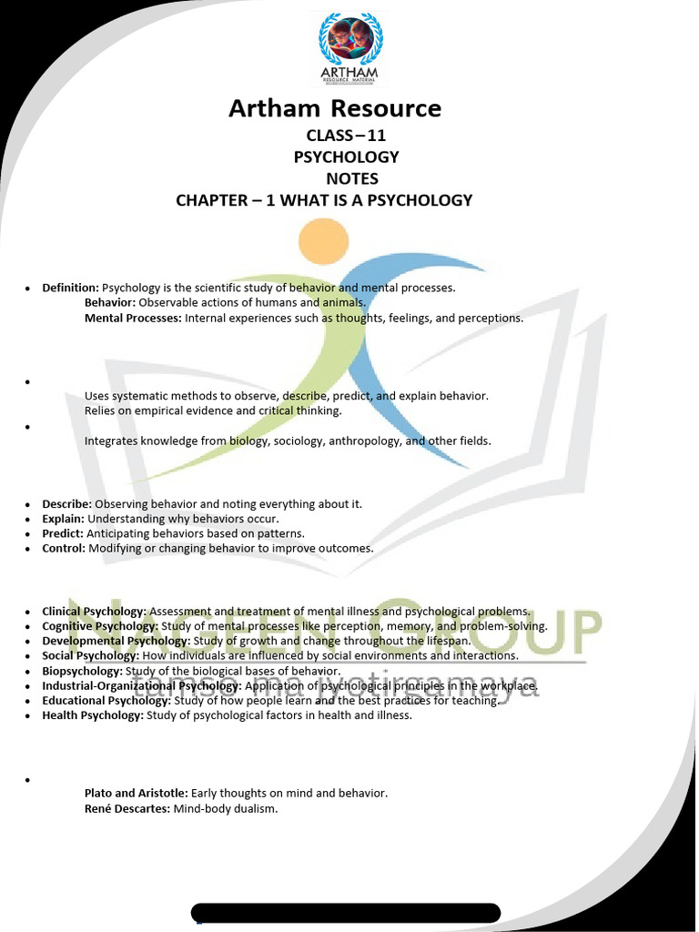 Class 11 Psychology Notes Chapter 1 | PDF
