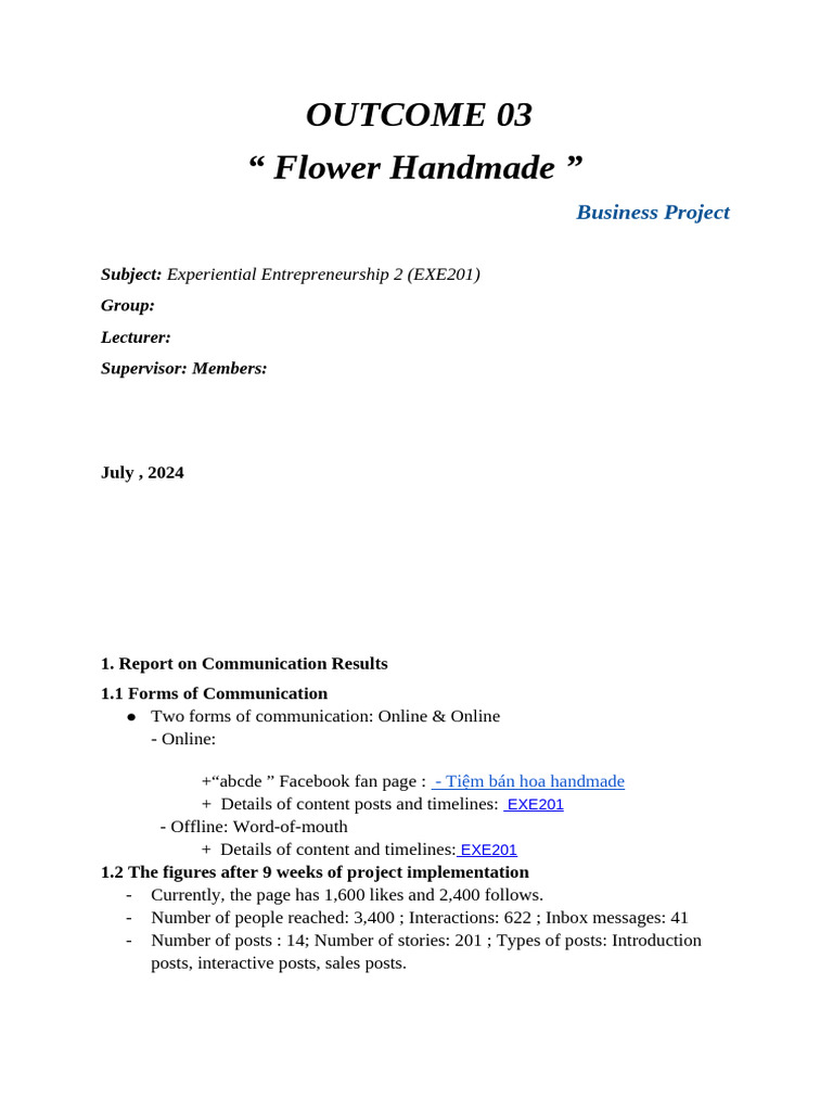 Report Outcome 3 Exe201sample | PDF