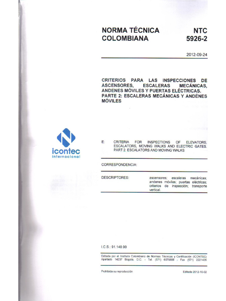 NTC 5926-2 Escaleras 2012 | PDF