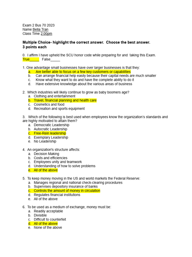 Bus 70 Exam 2 Overview | PDF | Corporations | Finance & Money Management
