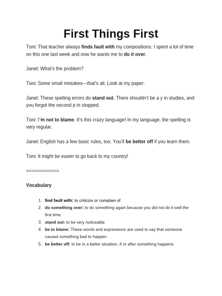 First Things First | PDF