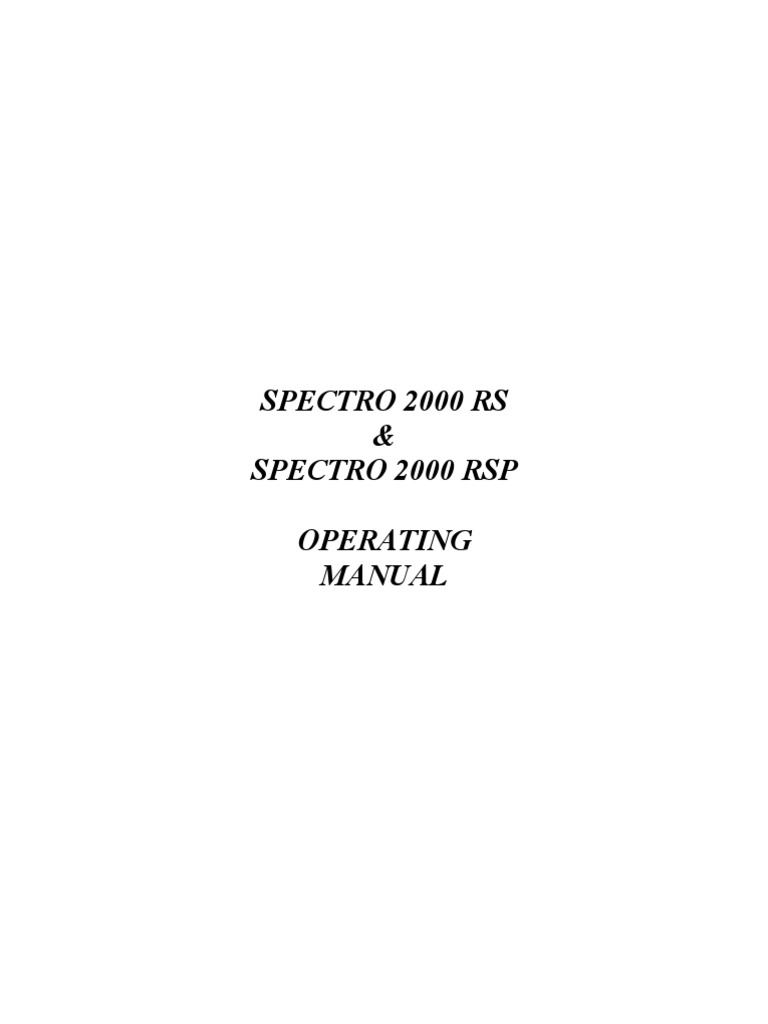 Spectro 2000 RS/RSP Manual | PDF | Spectrophotometry | Menu (Computing)