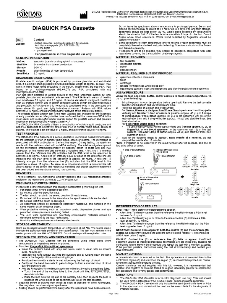 DIAQUICK PSA Cassette | PDF