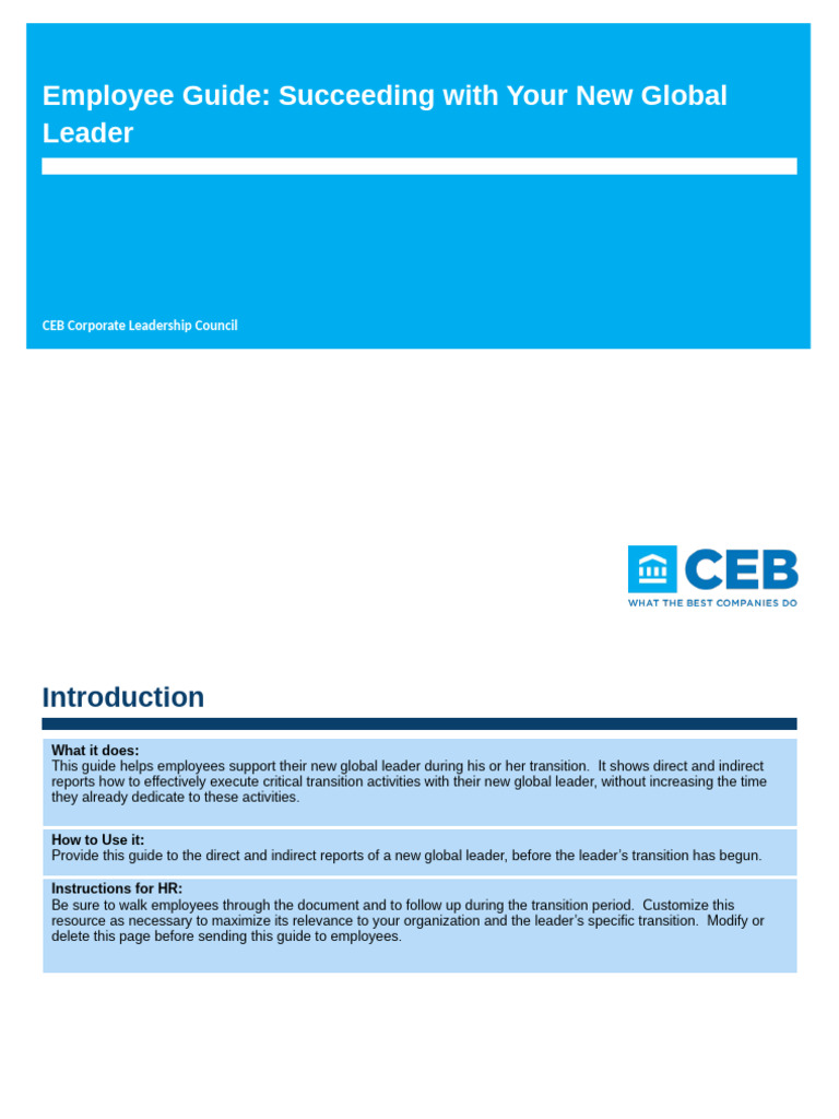 3.2 Employee Guide Succeeding With Your New Global Leader | PDF | Goal ...