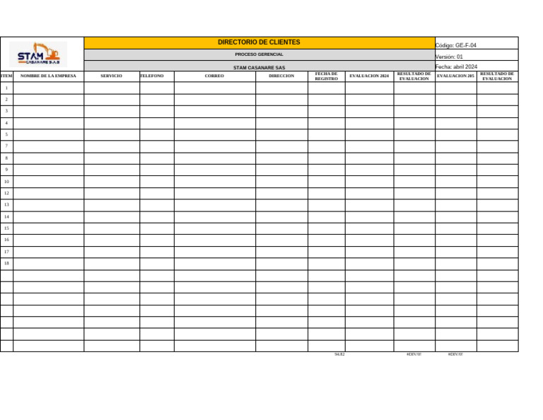 Ge-F-04 Directorio de Clientes | PDF