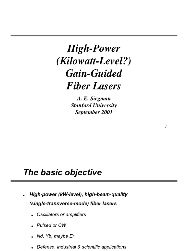 High Power Fiber Lasers Pdf Laser Optical Fiber