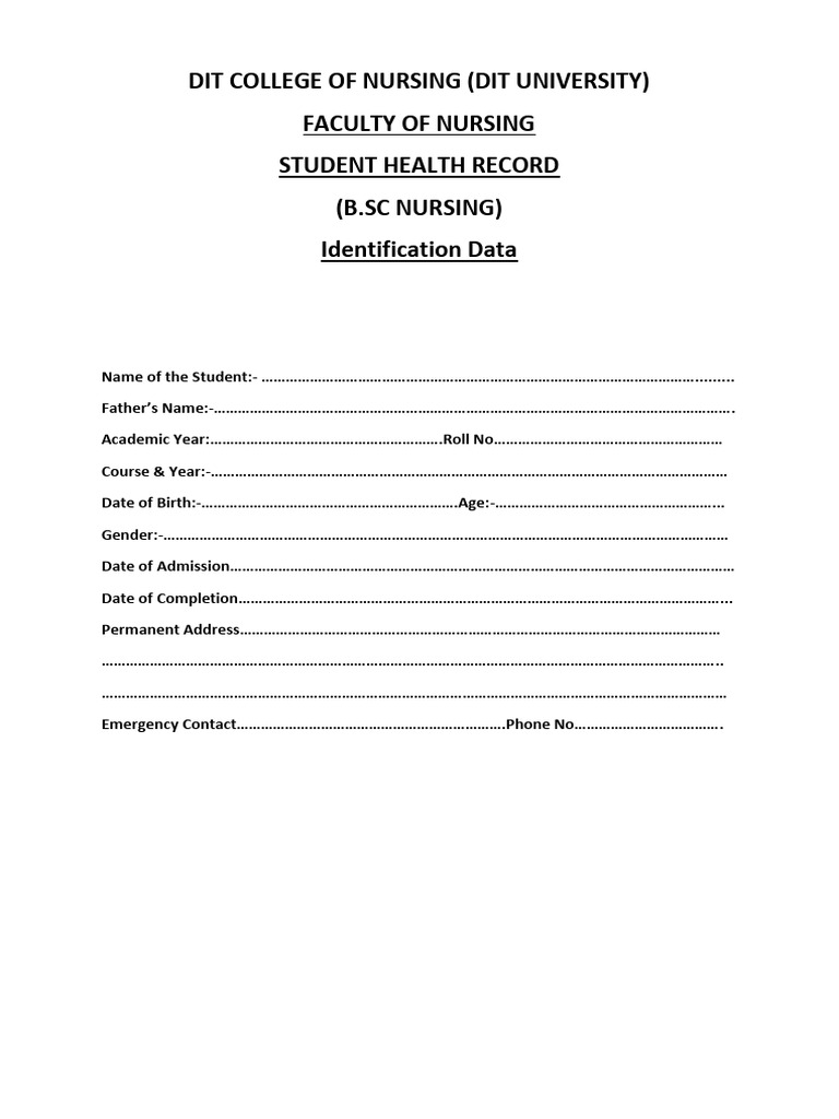 Student Health Record (BSC Nursing) | PDF