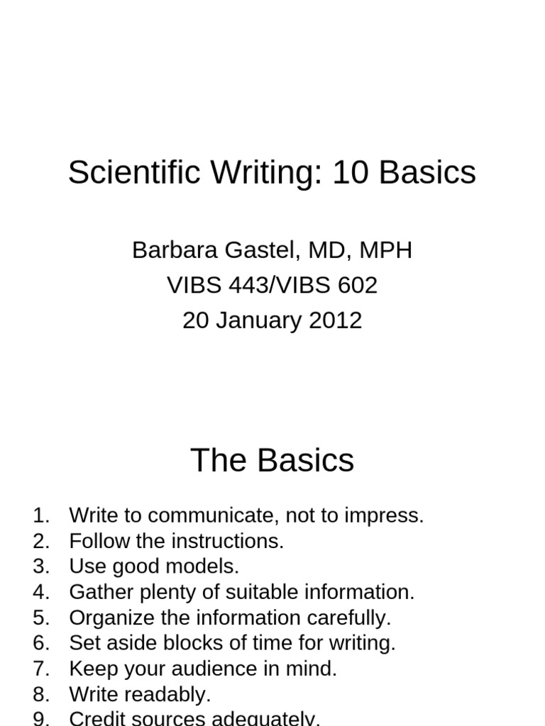 Scientific Writing 10 Basics | PDF