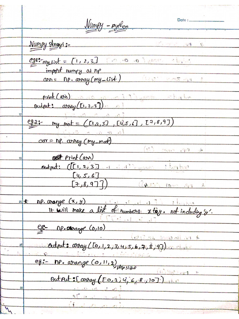 Numpy Notes Pdf