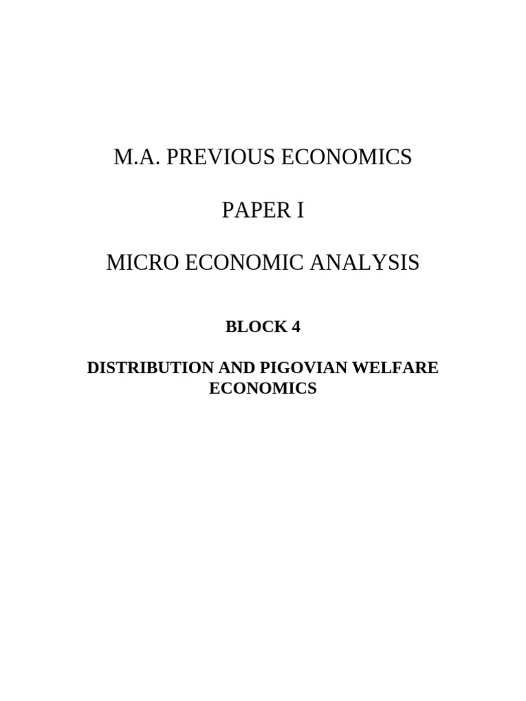 M.A. Previous Economics Paper I Micro Economic Analysis: Block 4 ...