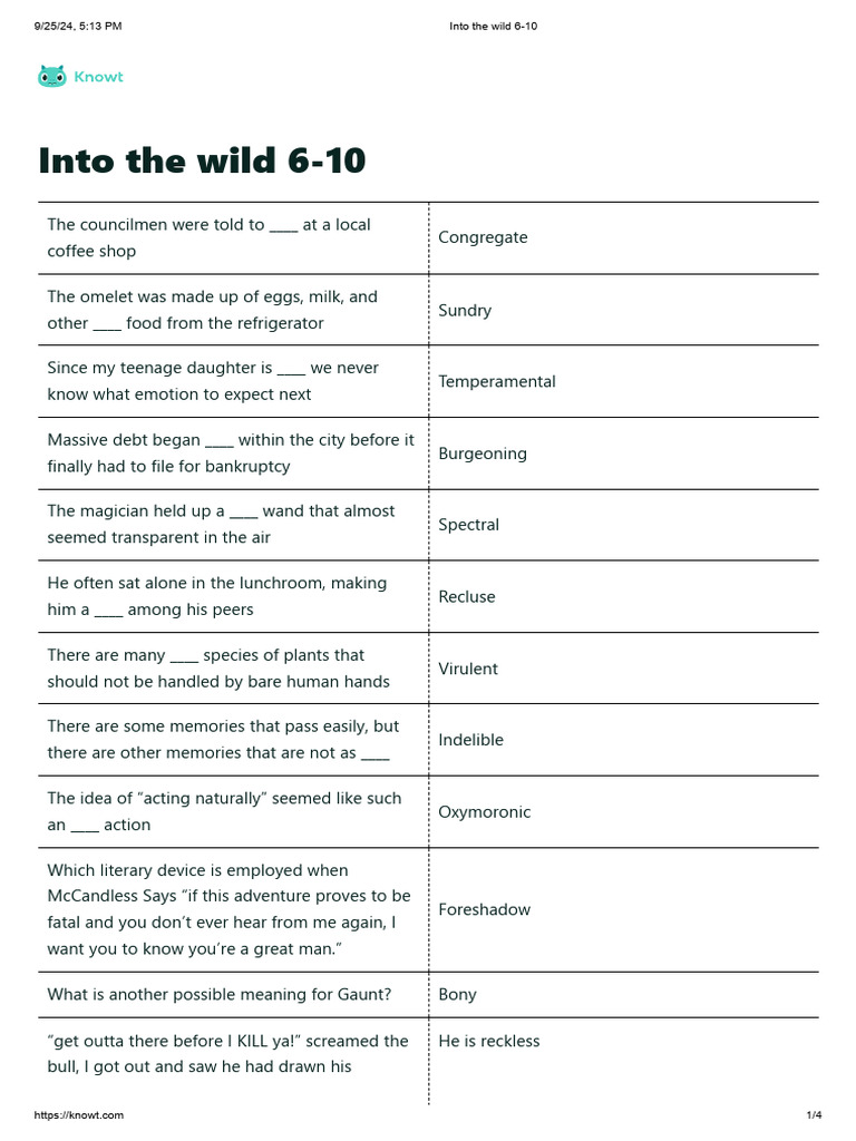 Into The Wild 6-10 | PDF