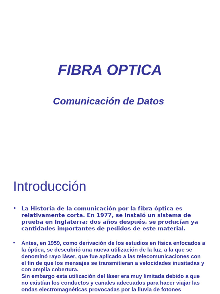 Ventajas y Desventajas de la Fibra Óptica | PDF | Fibra óptica | Óptica