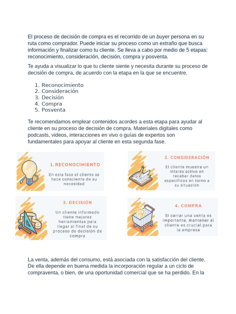 El Proceso de Decisión de Compra Es El Recorrido de Un Buyer Persona en ...