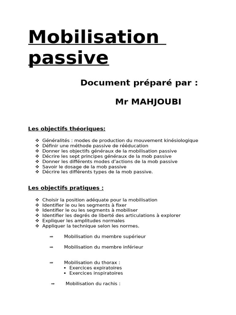 La Mobilisation Passive | PDF
