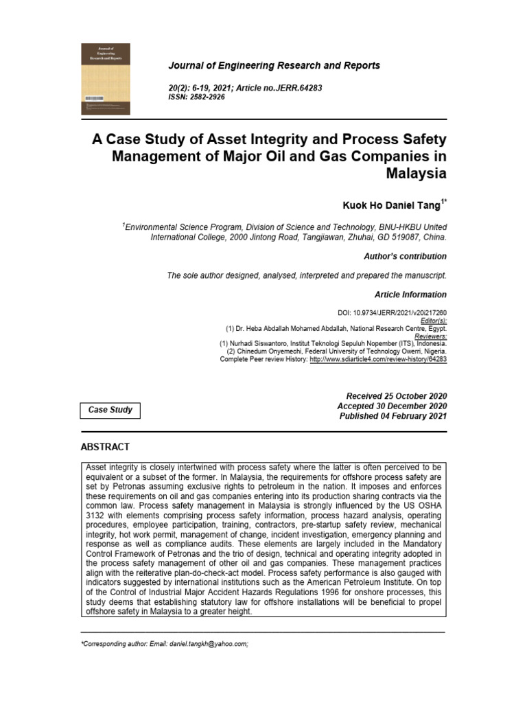 A Case Study of Asset Integrity and Proc | PDF