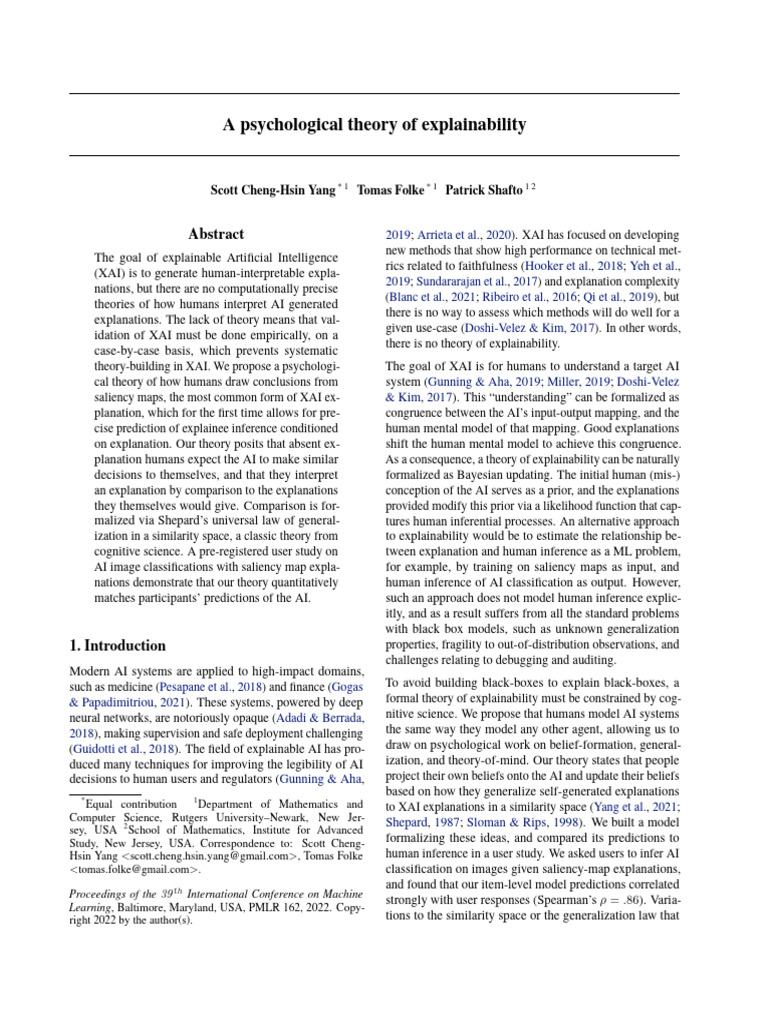 Psychological Theory of AI Explainability | PDF | Artificial ...