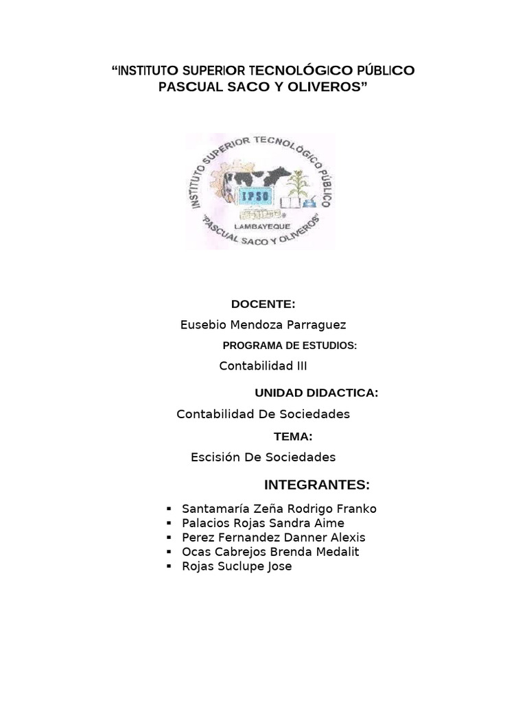 Escisión de Sociedades en Perú: Conceptos y Tipos | PDF | Sociedad ...
