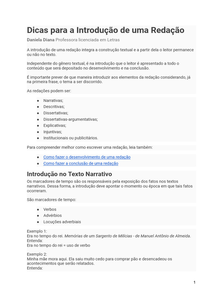 Dicas para A Introdução de Uma Redação | PDF