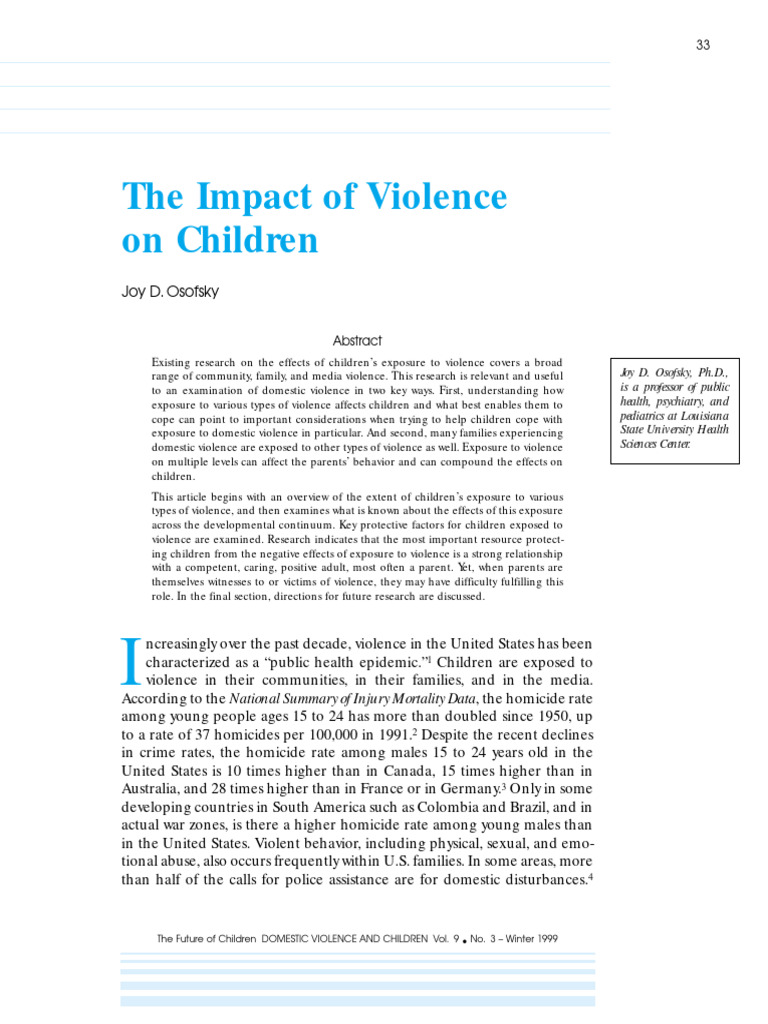 The Impact of Violence On Children | PDF