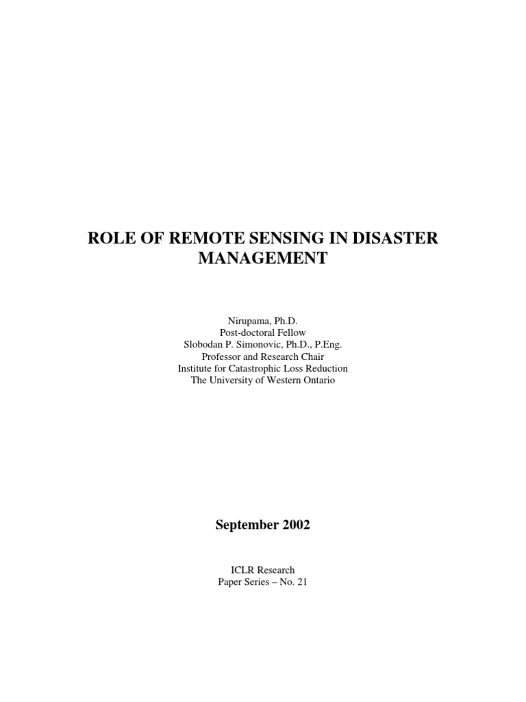 Remote Sensing in Disaster Management | PDF