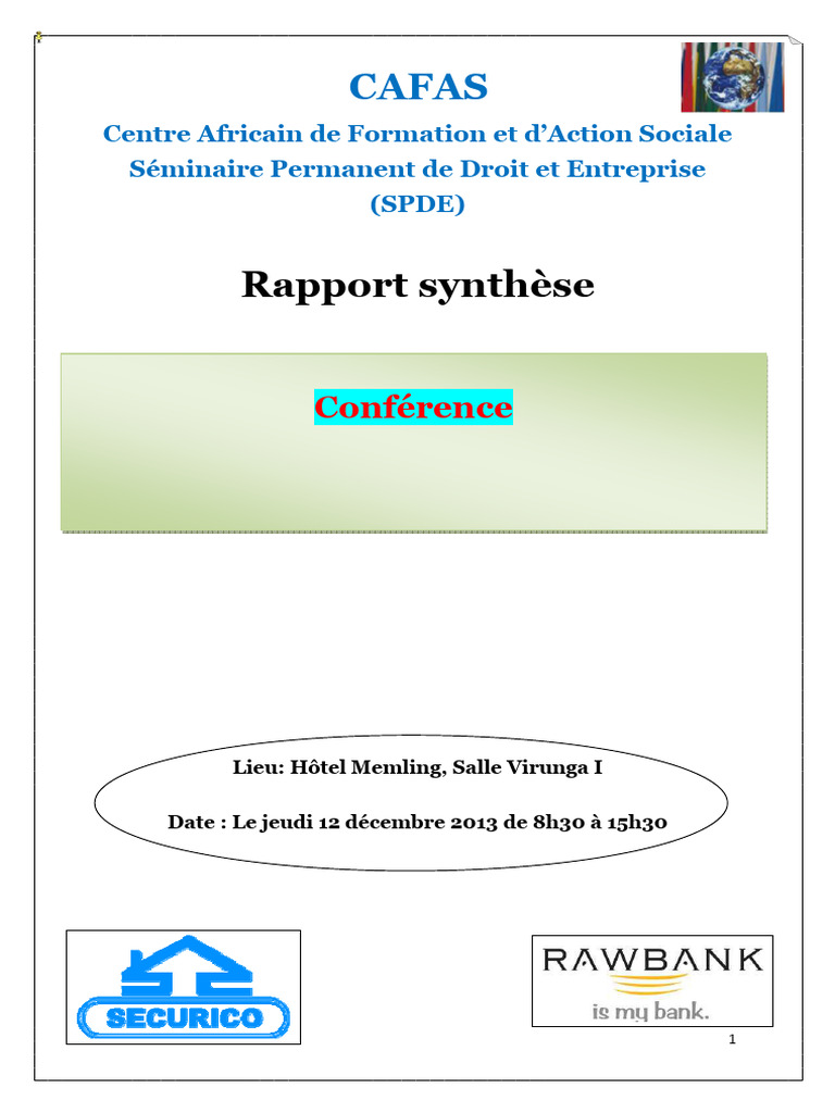 Cafas Synthese Conference Securite Financiere Dans Industrie Bancaire ...