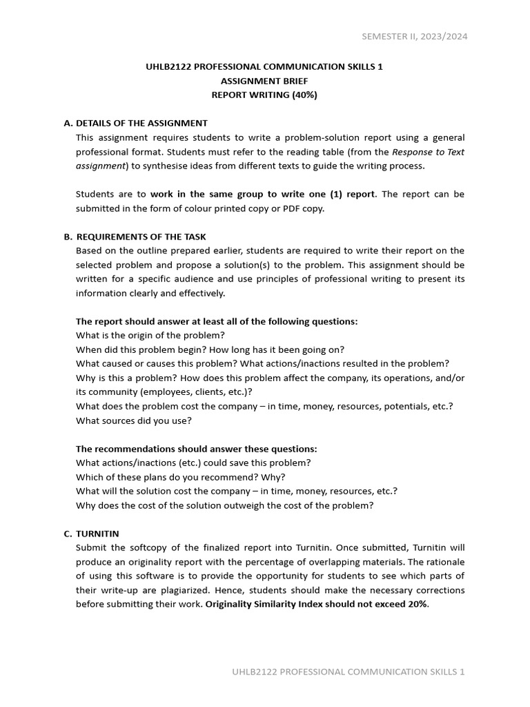 Problem-Solution Report Guidelines | PDF | Apa Style | Citation