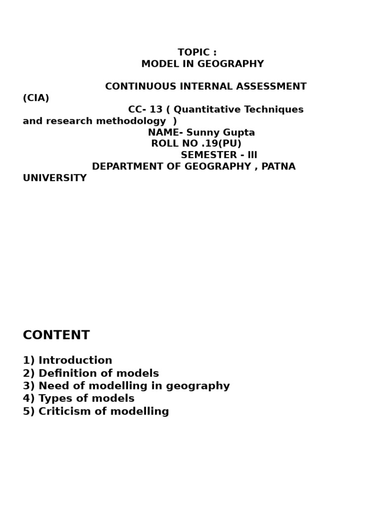 Models in Geography | PDF