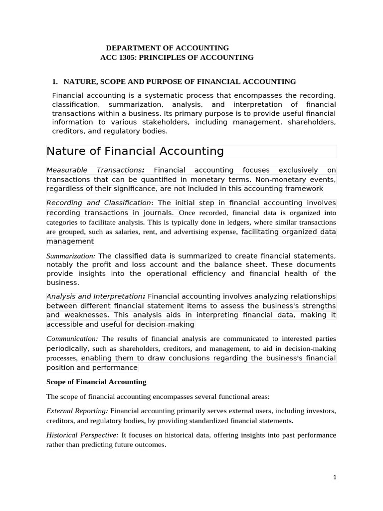 Scope And Purpose Of Financial Analysis