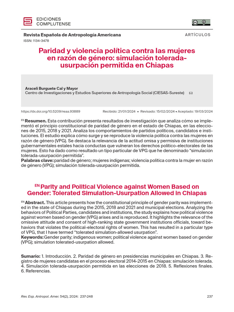 Paridad y Violencia Política Contra Las Mujeres en Razón de Género ...