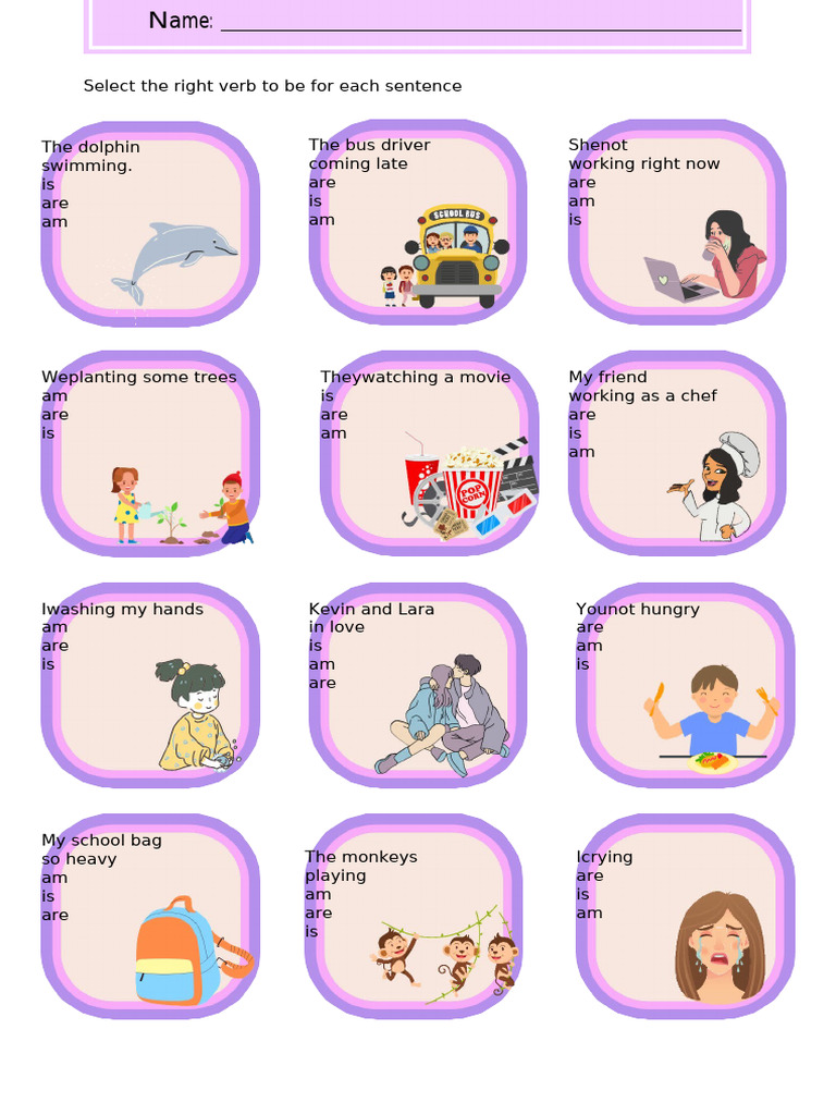 Verb to Be Affirmative Negative Worksheet Templates Layouts 146053 PDF