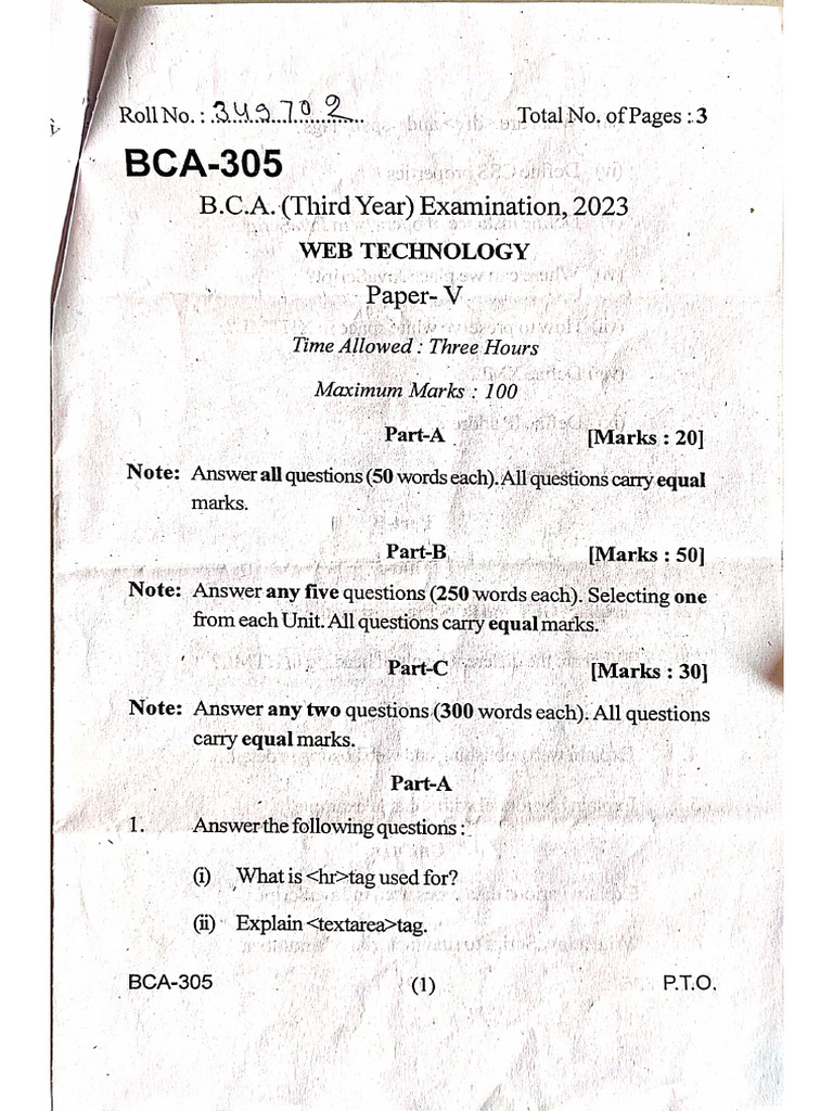 Web Technology 23 Paper 1 | PDF