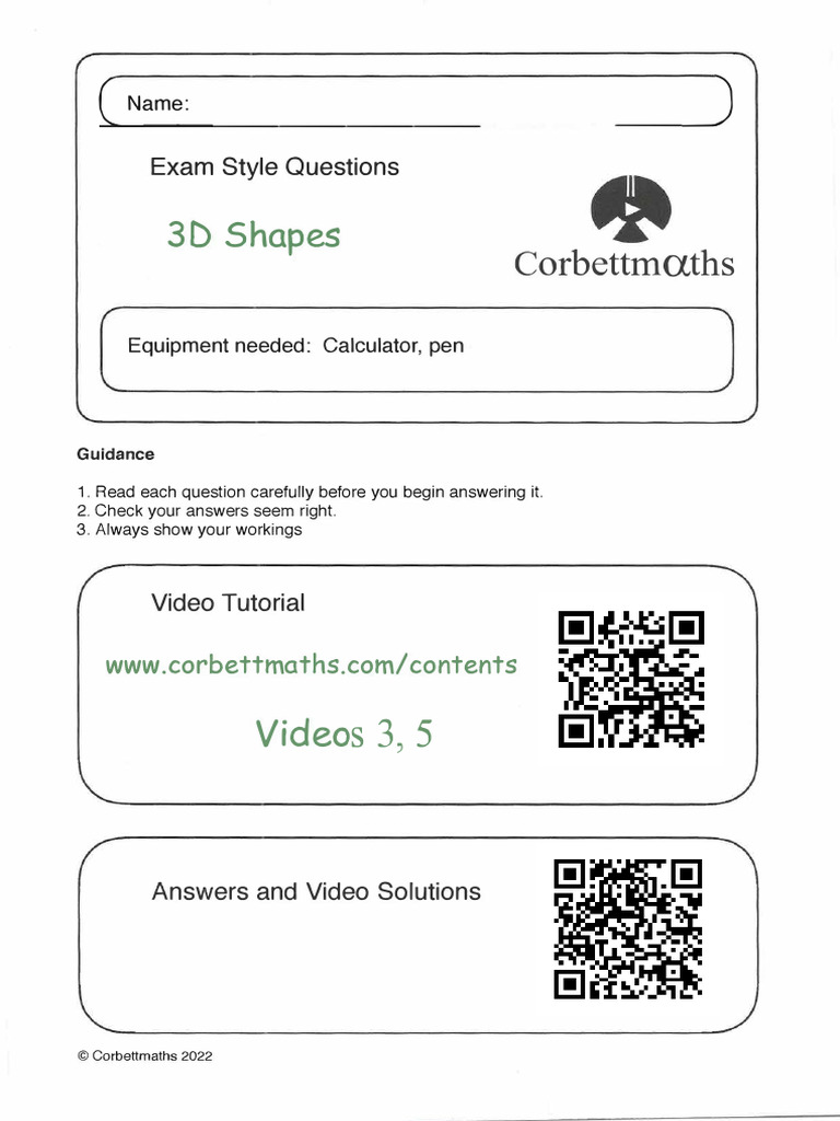 3D Shapes Answers 1 | PDF