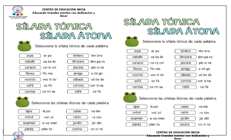 Sílabas Tónicas y Átonas | PDF