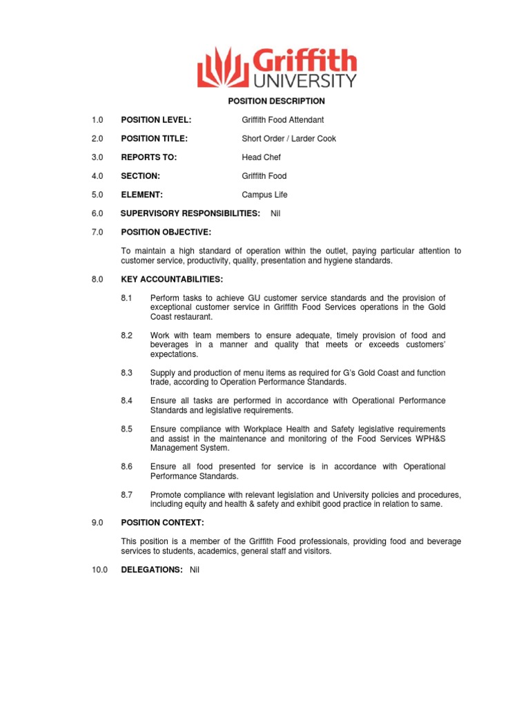 Short Order Larder Cook PDF Foods Safety