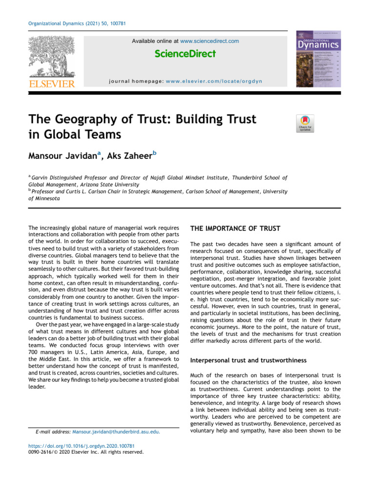 Trust Building in Global Teams | PDF | Leadership | Motivation