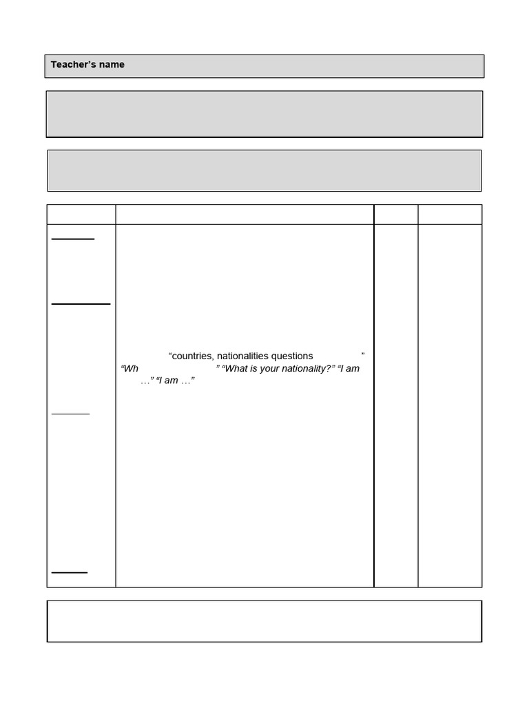 Countries and Nationalities Lesson Planning | PDF