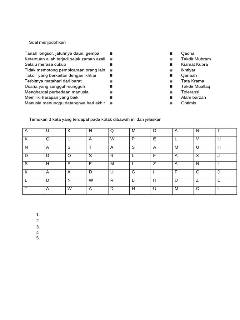 Soal Menjodohkan Pdf