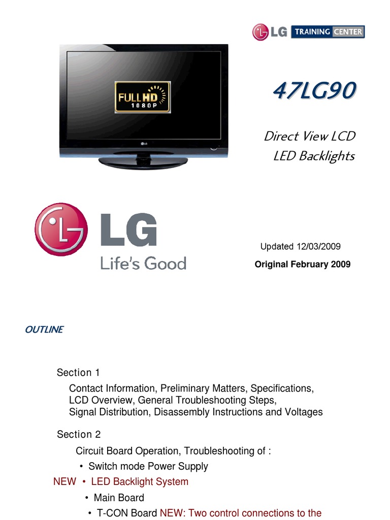 Lg 47lg90 Led Lcd Tv Training-manual | Electrostatic Discharge | Power  Supply