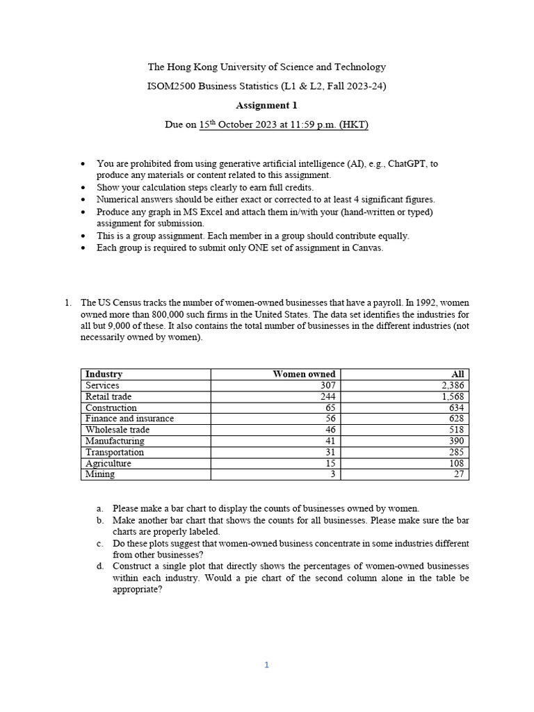 Assignment 1 - Fall 2023 | PDF