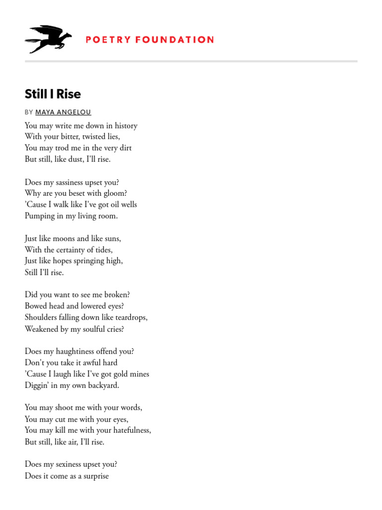 Still I Rise by Maya Angelou _ Poetry Foundation (1) | PDF