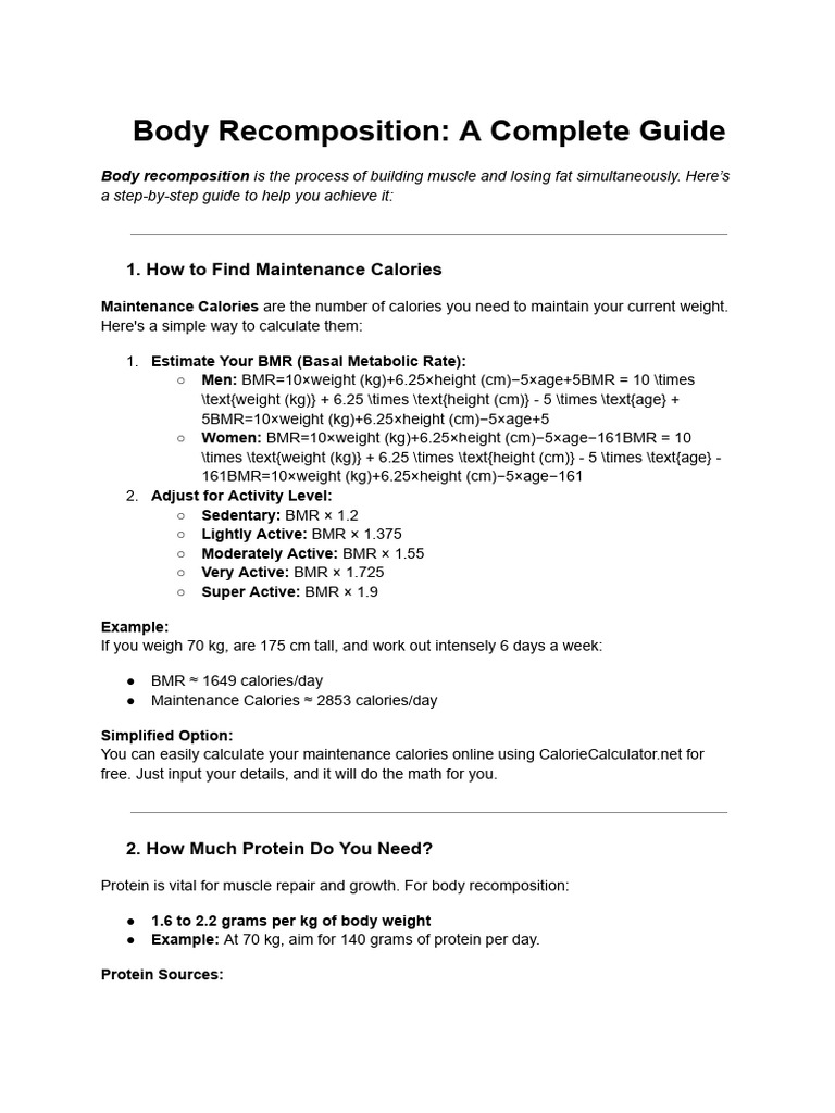 Body Recomposition - A Complete Guide | PDF