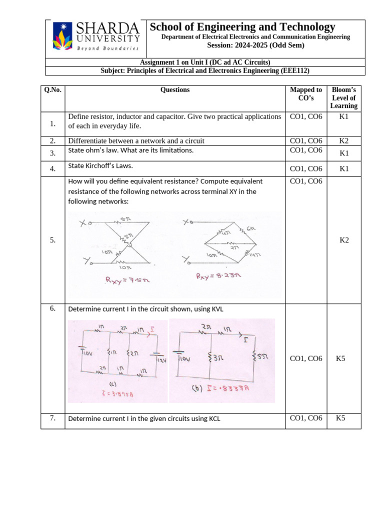 Question Bank On Unit I | PDF