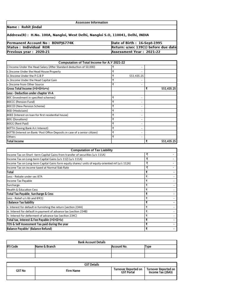 ITR Normal Business | PDF
