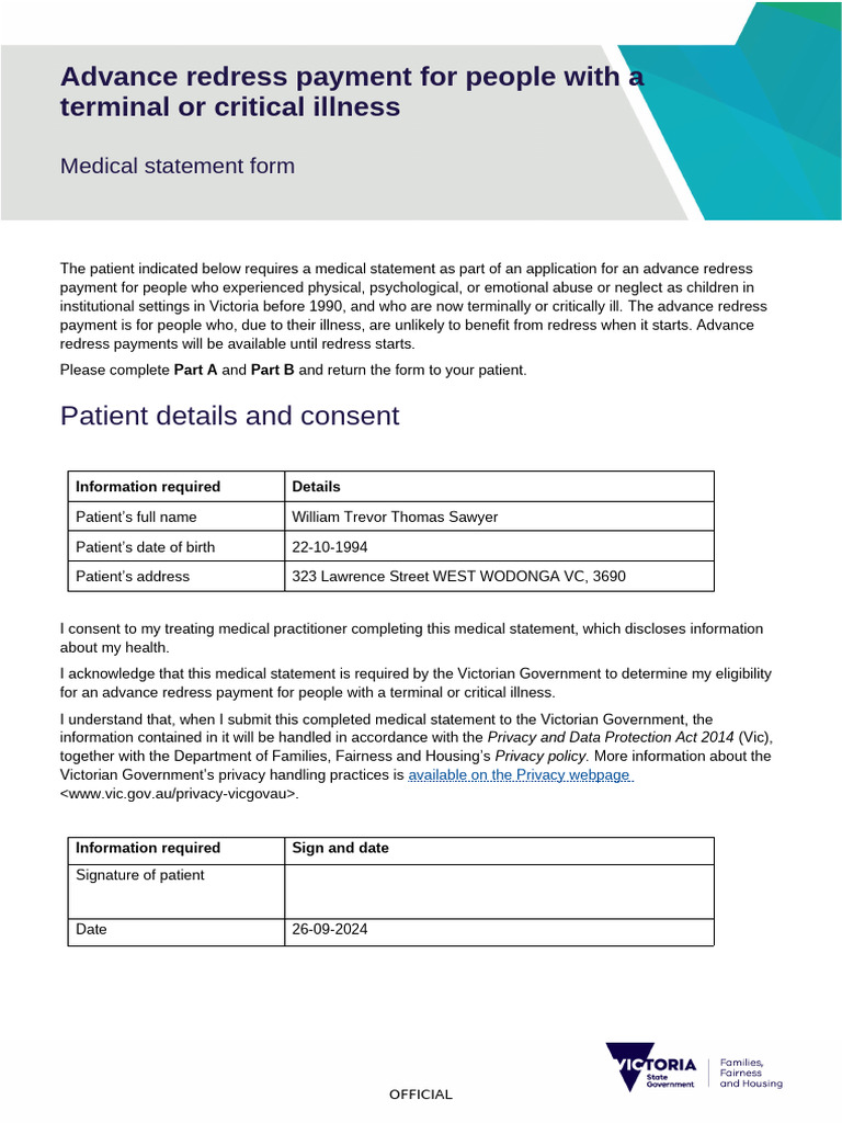 Arp Medical Statement Form | PDF