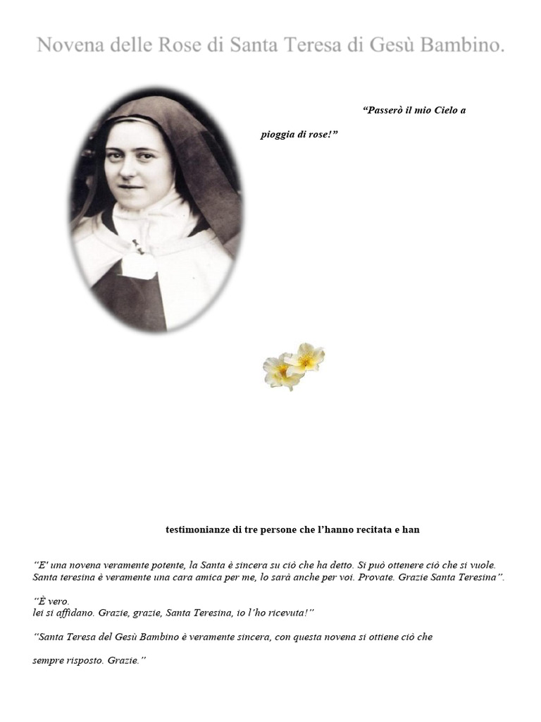 Novena Delle Rose Di Santa Teresa