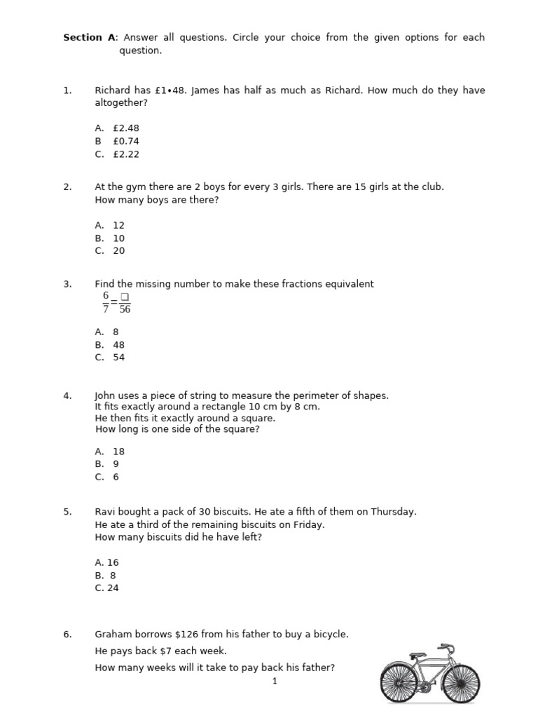 Cambridge Math Assessment Questions | PDF | Mathematics | Elementary ...