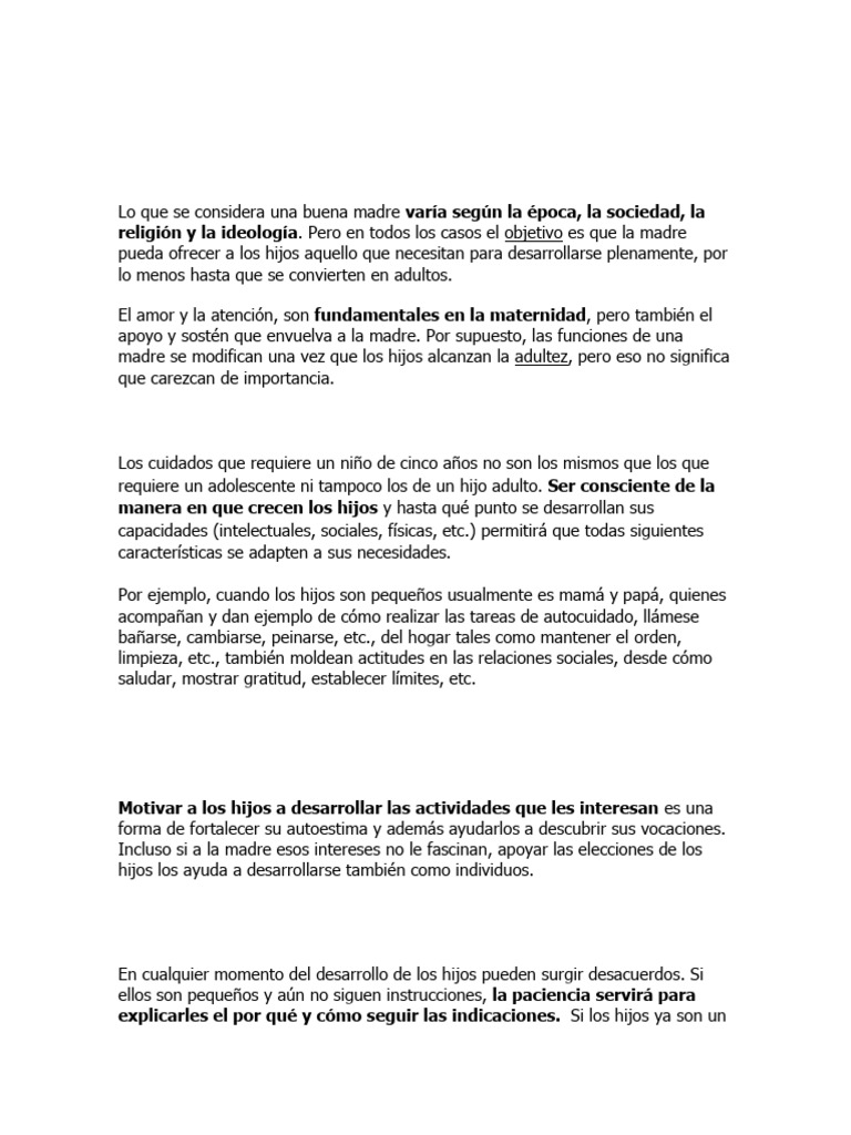 1 MATERNIDAD Cómo Es Una Buena Madre | PDF | Adultos | Salud y bienestar