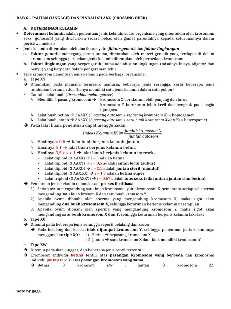Bab 6 - Pautan (Linkage) Dan Pindah Silang (Crossing Over) | PDF
