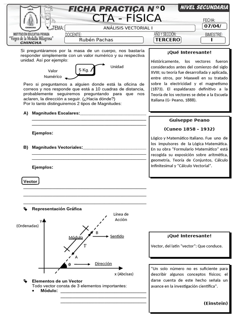 Análisis Vectorial - Física - Tercero VMM | PDF